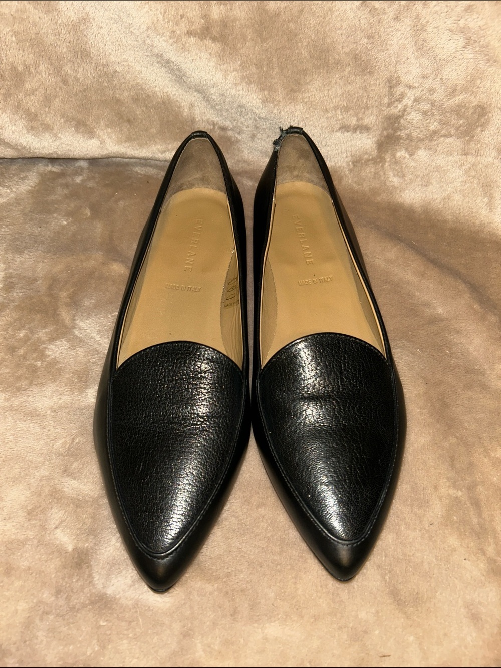 Everlane The Modern Pointed Classic Black Leather Flats 7.5 Business Smart - Picture 4 of 12